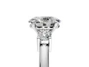 3 Stone Engagement Ring Setting for Oval Center with Wide Plain Band and Prong Head in Sterling Silver