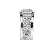 Solitaire Engagement Ring Setting for Cushion Cut Center with Graduated Shared Prongs and Prong Head in Platinum