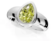 Solitaire Engagement Ring Setting for Fancy Yellow Pear-Shaped Center with Wide Band and Bezel Head in Platinum