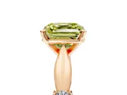 Solitaire Engagement Ring Setting for Fancy Yellow Asscher Cut Center with Carved Leaf Shoulders and Prong Head in Rose Gold