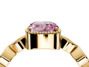Vintage Station Engagement Ring Setting for Fancy Pink Cushion Cut Center with Accents and Prong Head in Yellow Gold