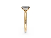 Hidden Halo Engagement Ring Setting for Emerald Cut Center with Thin Rounded Band and Prong Head in Yellow Gold