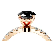 Open Basket Engagement Ring Setting for Fancy Black Oval Center with Pave Band and Prong Head in Rose Gold