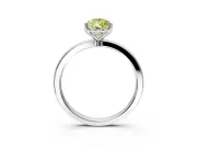 Solitaire Engagement Ring Setting for Fancy Yellow Pear-Shaped Center with Thin Rounded Plain Band and Prong Head in Sterling Silver