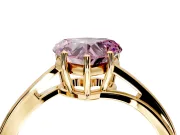 Solitaire Engagement Ring Setting for Fancy Pink Heart-Shaped Center with Plain Bypass Twist Band and Prong Head in Yellow Gold