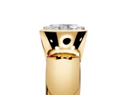 Tension Engagement Ring Setting for Radiant Cut Center with Wide Flat Band and Tension Head in Yellow Gold