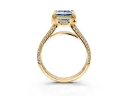 Solitaire Engagement Ring Setting for Fancy Blue Princess Cut Center with Accented Split Shank and Prong Head in Yellow Gold