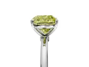 Solitaire Engagement Ring Setting for Fancy Yellow Cushion Cut Center with Straight Thin Band and Prong Head in Platinum