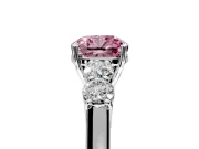 5 Stone Engagement Ring Setting for Fancy Pink Cushion Cut Center with Equal Close-Set Accents and Prong Head in Sterling Silver