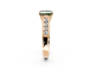 Solitaire Engagement Ring Setting for Fancy Green Princess Cut Center with Cathedral Channel Band and Prong Head in Rose Gold