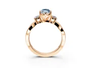 3 Stone Engagement Ring Setting for Fancy Blue Marquise Center with Pave Twist Band and Prong Head in Rose Gold