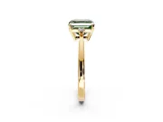 3 Stone Engagement Ring Setting for Fancy Green Asscher Cut Center with Low-Set Round Cut Accents and Prong Head in Yellow Gold