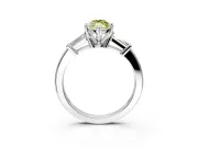 3 Stone Engagement Ring Setting for Fancy Yellow Marquise Center with Channel Baguette Accents and Prong Head in Platinum