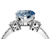 3 Stone Engagement Ring Setting for Fancy Blue Heart-Shaped Center with Round Cut Side Accents and Prong Head in White Gold