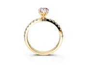 Open Basket Engagement Ring Setting for Fancy Pink Pear-Shaped Center with Pave Band and Prong Head in Yellow Gold