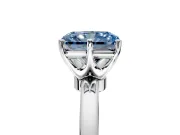 Solitaire Engagement Ring Setting for Fancy Blue Radiant Cut Center with Plain Band and Tulip Prong Head in Sterling Silver