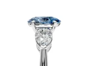 3 Stone Engagement Ring Setting for Fancy Blue Oval Center with Large Pear-Shaped Accents and Prong Head in Sterling Silver