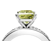 Solitaire Engagement Ring Setting for Fancy Yellow Princess Cut Center with Channel-Set Accents and Prong Head in White Gold