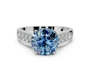 Solitaire Engagement Ring Setting for Fancy Blue Round Cut Center with Cathedral Channel Band and Prong Head in Platinum