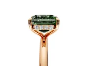 Hidden Halo Engagement Ring Setting for Fancy Green Asscher Cut Center with Thin Rounded Band and Prong Head in Rose Gold