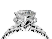Halo Engagement Ring Setting for Heart-Shaped Center with Rope Twist Split Shank and Prong Head in Platinum