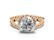 Halo Engagement Ring Setting for Heart-Shaped Center with Rope Twist Split Shank and Prong Head in Rose Gold