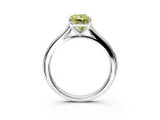 Solitaire Engagement Ring Setting for Fancy Yellow Radiant Cut Center with Narrow Cathedral Band and Prong Head in Sterling Silver