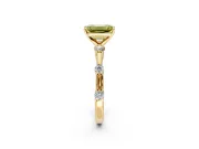 Solitaire Engagement Ring Setting for Fancy Yellow Emerald Cut Center with Bezel Station Band and Prong Head in Yellow Gold
