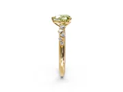 Cluster Engagement Ring Setting for Fancy Yellow Heart-Shaped Center with Round Cut Accent Band and Prong Head in Yellow Gold
