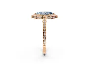 Halo Engagement Ring Setting for Fancy Blue Marquise Center with Framed Halo, Pave Band and Prong Head in Rose Gold