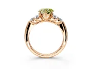 Cluster Engagement Ring Setting for Fancy Yellow Heart-Shaped Center with Round Cut Accent Frame and Prong Head in Rose Gold