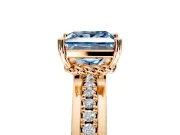 Solitaire Engagement Ring Setting for Fancy Blue Princess Cut Center with Raised Channel Band and Prong Head in Rose Gold
