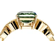 Leaf Engagement Ring Setting for Fancy Green Asscher Cut Center with Milgrain Accent Band and Prong Head in Yellow Gold