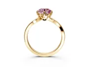 Solitaire Engagement Ring Setting for Fancy Pink Round Cut Center with Plain Split Shank and Prong Head in Yellow Gold