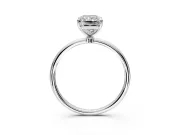 Solitaire Engagement Ring Setting for Radiant Cut Center with Straight Thin Band and Prong Head in Sterling Silver