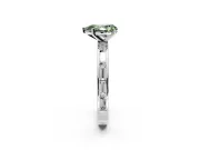 Solitaire Engagement Ring Setting for Fancy Green Pear-Shaped Center with Channel Baguette Band and Prong Head in Sterling Silver