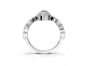 Milgrain Bezel Engagement Ring Setting for Marquise Center with Marquise Stations and Bezel Head in Platinum