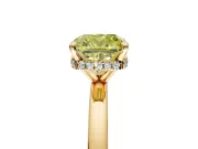 Hidden Halo Engagement Ring Setting for Fancy Yellow Cushion Cut Center with Plain Band and Tall Prong Head in Yellow Gold