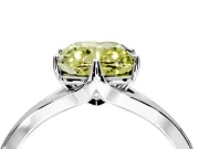Solitaire Engagement Ring Setting for Fancy Yellow Cushion Cut Center with Plain Split Shank and Prong Head in White Gold