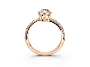 Solitaire Engagement Ring Setting for Marquise Center with Multi-Row Pave Accents and Basket Head in Rose Gold