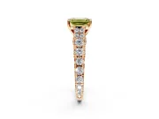 Solitaire Engagement Ring Setting for Fancy Yellow Emerald Cut Center with Pave Cathedral Shoulders and Prong Head in Rose Gold