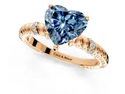 Rope Engagement Ring Setting for Fancy Blue Heart-Shaped Center with Accent Shoulders and Prong Head in Rose Gold