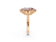 Starburst Halo Engagement Ring Setting for Fancy Pink Marquise Center with Thin Round-Wire Band and Prong Head in Rose Gold