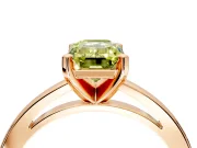 Solitaire Engagement Ring Setting for Fancy Yellow Emerald Cut Center with Basket Rail and Prong Head in Rose Gold