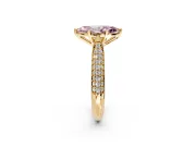 Solitaire Engagement Ring Setting for Fancy Pink Marquise Center with Multi-Row Accents and Prong Head in Yellow Gold