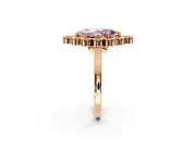 Cluster Halo Engagement Ring Setting for Fancy Pink Marquise Center with Milgrain Bezel Accents and Prong Head in Rose Gold