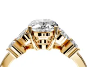 Floral Engagement Ring Setting for Oval Center with Marquise Cluster Shoulders and Prong Head in Yellow Gold