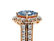 Large Accent Halo Engagement Ring Setting for Fancy Blue Princess Cut Center with Pave Split Shank and Prong Head in Rose Gold