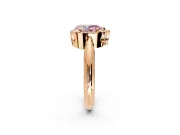 Halo Engagement Ring Setting for Fancy Pink Pear-Shaped Center with Tapered Plain Band and Prong Head in Rose Gold