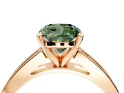 Solitaire Engagement Ring Setting for Fancy Green Cushion Cut Center with Princess Cut Channel Band and Prong Head in Rose Gold